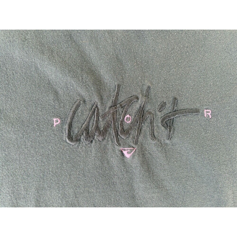 Vintage Quiksilver T Shirt Mens XL Blue Embroidered Spellout Logo Surf Skate Tee